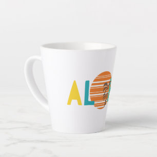 Tasse Latte Coucher de soleil minimaliste "Aloha" et Musique b