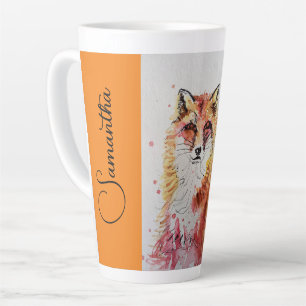 Tasse Latte Couleur Aquarelle Renard Rouge mignonne Peinture M