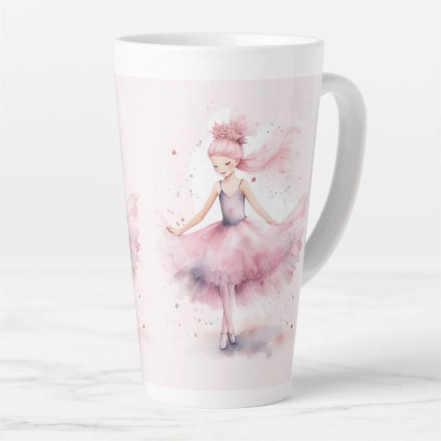 Tasse Latte Couleur d'aquarelle rose pâle pour Noël (Angle droit)