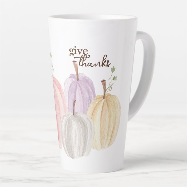 Tasse Latte Couleur d'eau douce Pastel Citrouille Donner Merci (Angle droit)