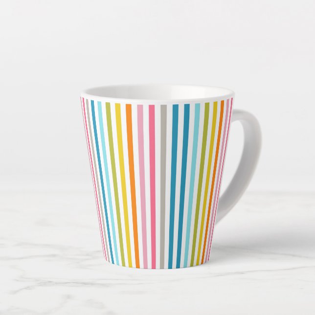 Tasse Latte Couleur été arc-en-ciel rayures (Angle droit)