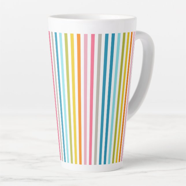 Tasse Latte Couleur été arc-en-ciel rayures (Angle droit)
