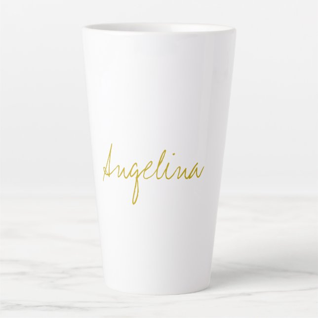 Tasse Latte Couleur Or Élégant Design tendance Script unique (Devant)