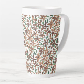 Tasse Latte Country Green Floral Watercolor Hand-painted