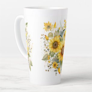 Tasse Latte Coupe d'été de lattes de porcelaine de tournesol