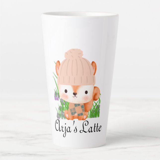 Tasse Latte Coupe en latte de Fleurs et renard doux tonique Te (Devant)
