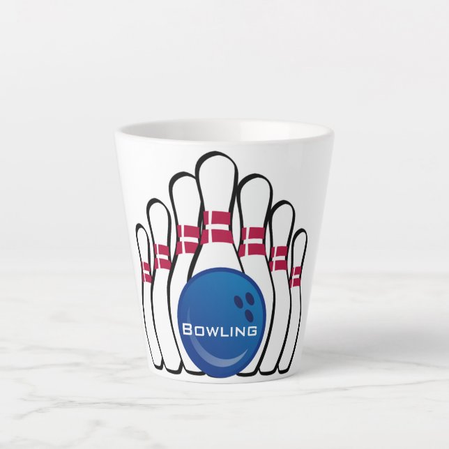 Tasse Latte Coupe Latte Conception Bowling (Devant)