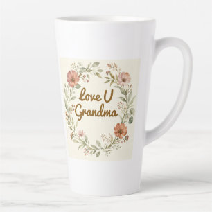 Tasse Latte Couronne florale personnalisée pour grand-mère