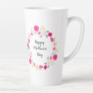 Tasse Latte Couronne florale rustique colorée