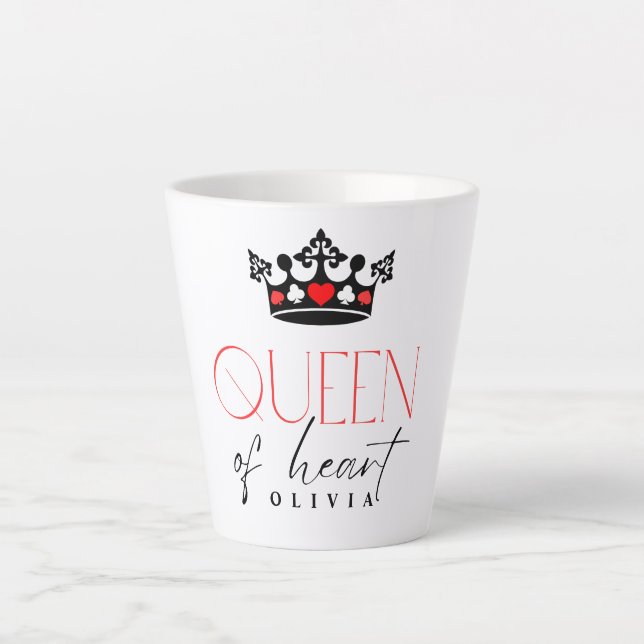 Tasse Latte Couronne Queen personnalisée (Devant)