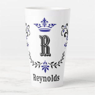 Tasse Latte Couronne Wreath Monogramme 'R' Personnalisé