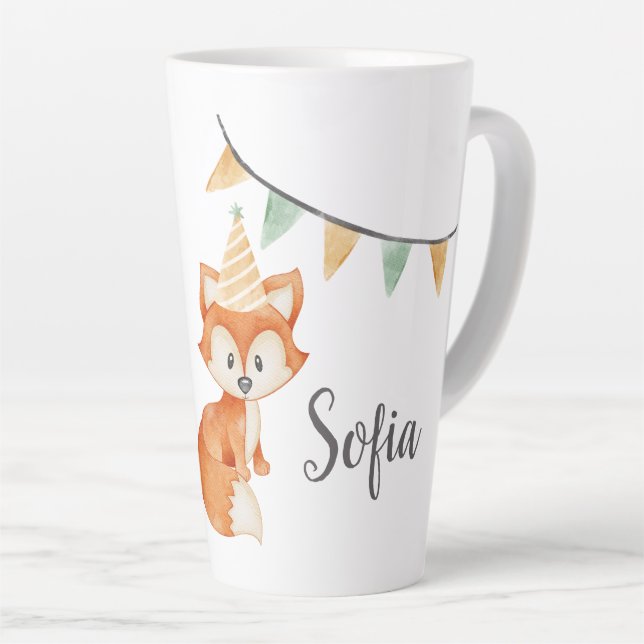 Tasse Latte Coute Fox Woodland Casquette de la fête rose (Angle droit)