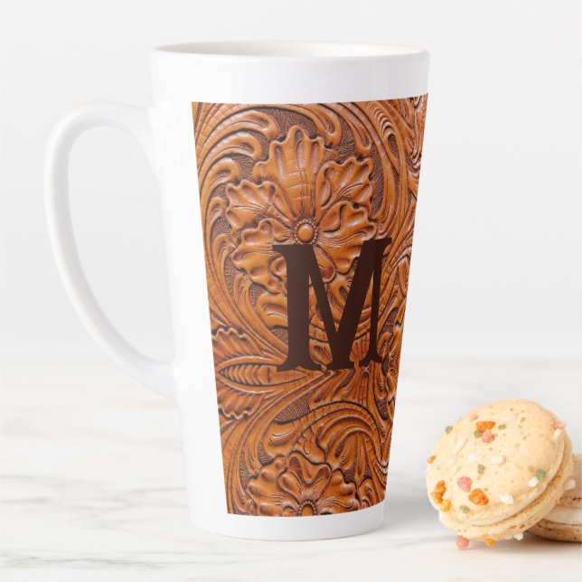 Tasse Latte Cowboy Russe pays western mariage monogramme (En situation)