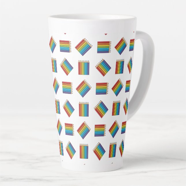 Tasse Latte Crayons de couleur arc-en-ciel (Angle droit)