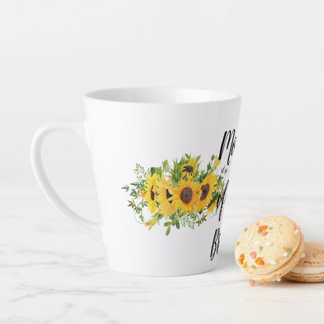Tasse Latte Créer son propre tournesol cadeau de fête nuptiale (En situation)