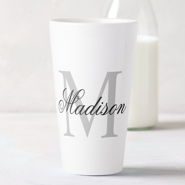 Tasse Latte Créer Votre Nom Personnalisé Monogramme Calligraph (Créateur téléchargé)