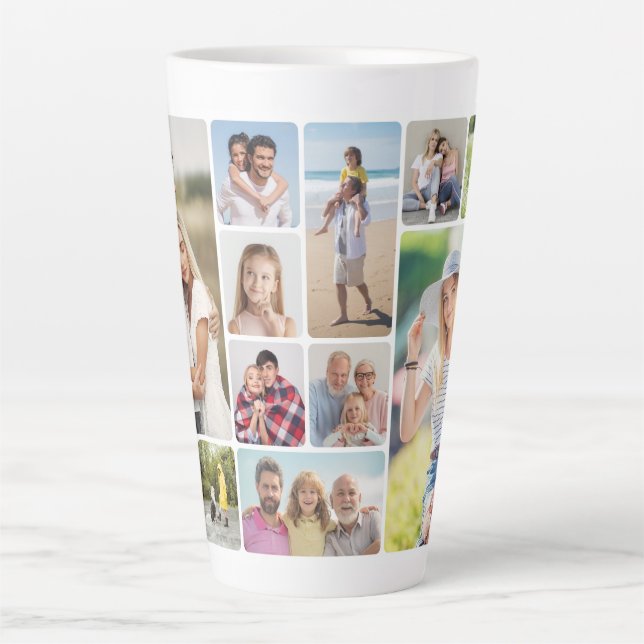 Tasse Latte Créez vos propres angles ronds 12 Photo Collage (Devant)