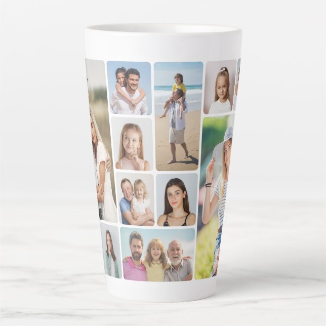 Tasse Latte Créez vos propres angles ronds 12 Photo Collage (Devant)