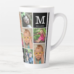Tasse Latte Créez votre propre 12 photo Collage Monogramme noi