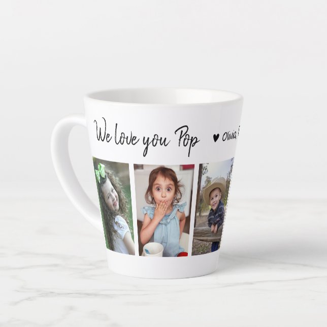 Tasse Latte Créez Votre Propre 5 Photo We Love You Pop (Angle gauche)