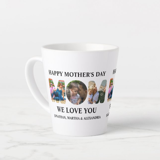 Tasse Latte Créez votre propre collage photo 3 Happy Mothers d (Angle gauche)