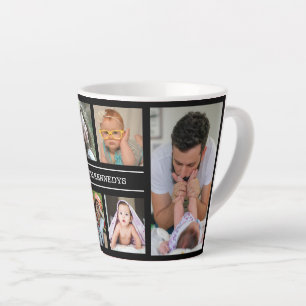 Tasse Latte Créez votre propre collage photo 6 Family Name noi