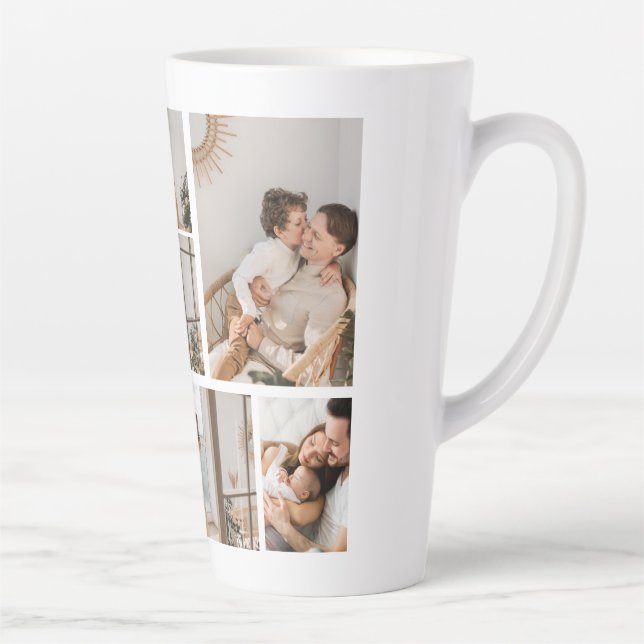 Tasse Latte Créez votre propre collection de 7 photos (Droite)