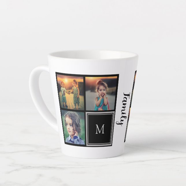 Tasse Latte Créez votre propre monogramme de collage de photos (Angle gauche)