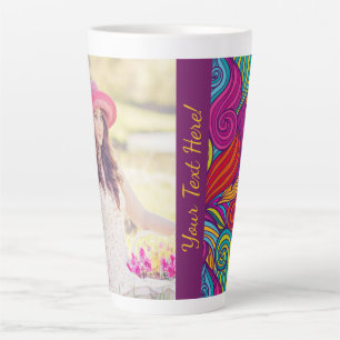 Tasse Latte Créez Votre Propre Motif Rétro Swirl Nom Et Photo