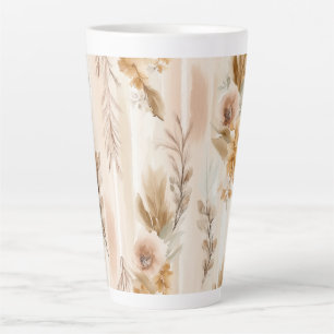 Tasse Latte Crème Rustique Floral Boho