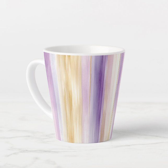 Tasse Latte Crème violet romantique Iris Stripes Fête des mari (Angle gauche)