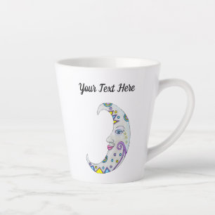 Tasse Latte Crescent Lune colorée Joli Visage Bleu yeux