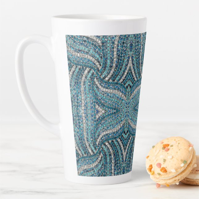 Tasse Latte cristal de rhinocéros bleu gris argenté chic (En situation)