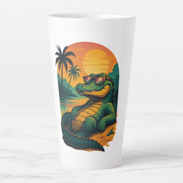 Tasse Latte Crocodile d'été sans fin - Rétro (Devant)