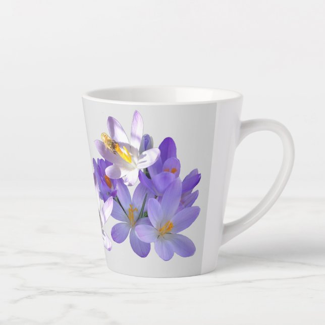 Tasse Latte Crocus violets avec tonneau gris clair d'abeille (Droite)