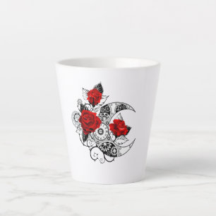 Tasse Latte Croissant mécanique avec roses rouges