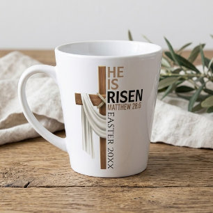 Tasse Latte Croix de Pâques vintage personnalisée Il est ressu