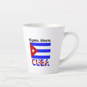 Tasse Latte Cuba et Drapeau Cubain Bleu Clair Personnalisé