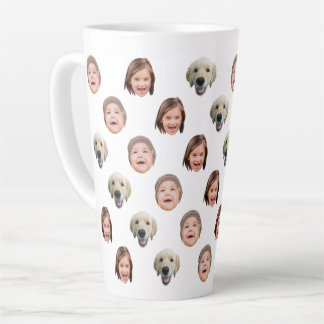 Tasse Latte Custom 17 oz Funny Baby Kids Family Face 3 Photos