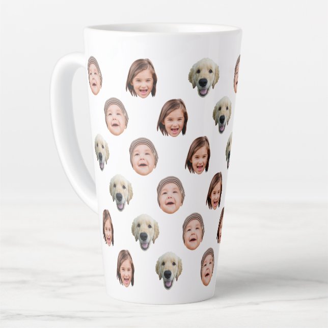 Tasse Latte Custom 17 oz Funny Baby Kids Family Face 3 Photos (Angle gauche)