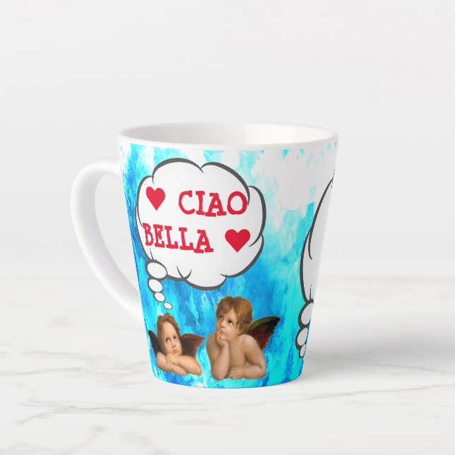 Tasse Latte Custom ♥ CIAO BELLA ♥ Cherub Angles (Angle gauche)