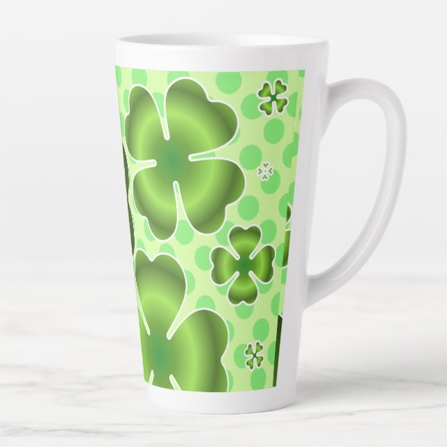 Tasse Latte Custom Green Lucky Clover Pattern Gift (Droite)