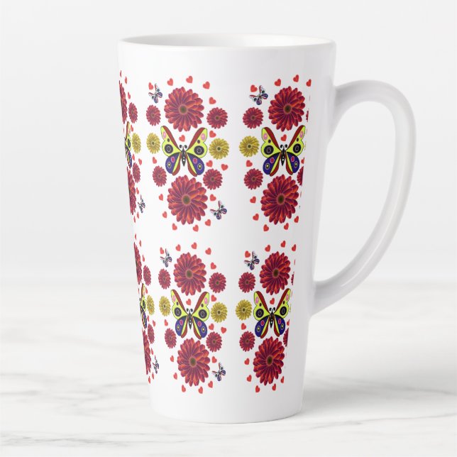 Tasse Latte Custom Spring Butterfly Floral Gift  (Droite)
