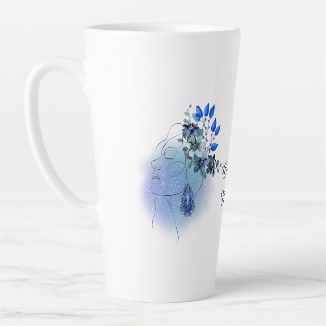 Tasse Latte Customisé, mars, Aquamarine Serenity (Gauche)