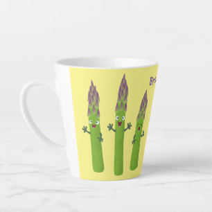Tasse Latte Cute asperges chantant un trio végétal dessin anim