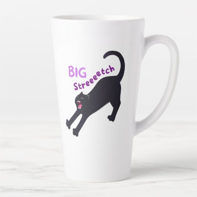 Tasse Latte Cute Big Stretch Chat noir - Pour les Amoureux de  (Droite)