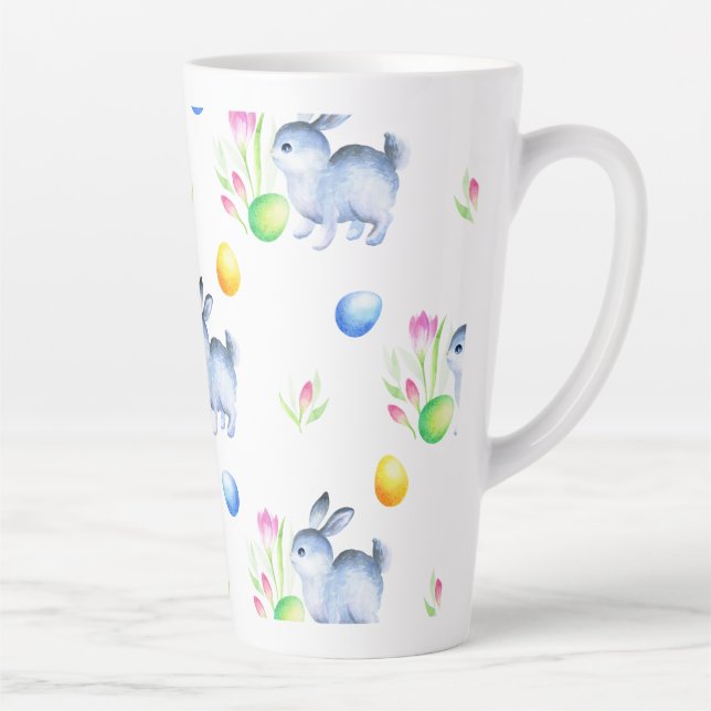 Tasse Latte Cute Bunny Easter Egg Pattern, Happy Easter (Droite)
