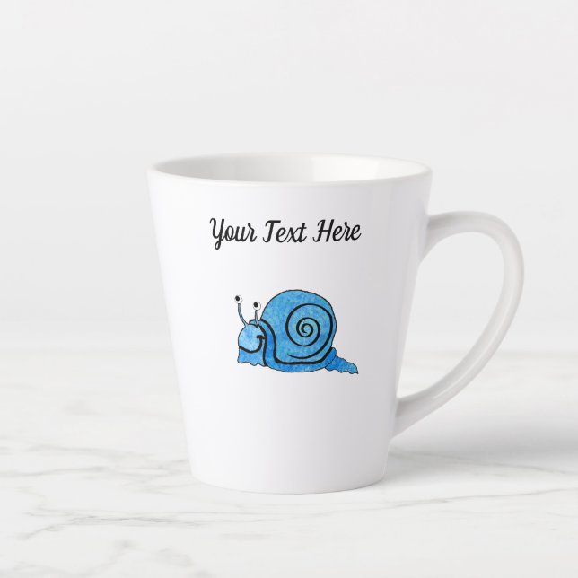 Tasse Latte Cute Cartoon Snail Tie Dye Bleu Cartouche (Droite)