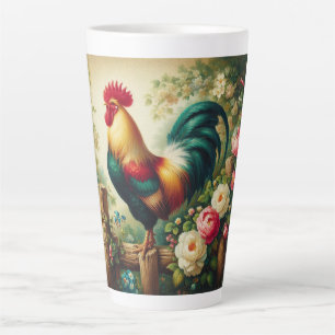Tasse Latte Cute coq rustique/vintage