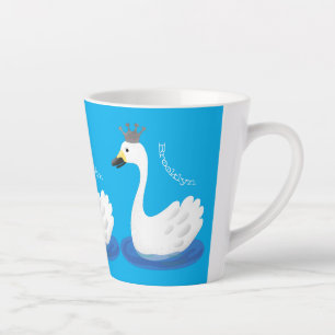 Tasse Latte Cute cygne blanc avec dessin de la couronne